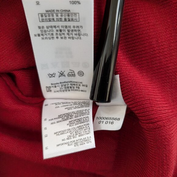 BROOKS BROTHERS Sweater‎ Men's L Red Saxon Wool Knit V Neck Long Sleeve - Picture 9 of 11